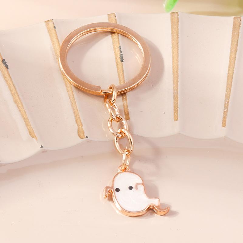 Cute Enamel Pumpkin Keychain Halloween Ghost Bat Key Ring Pendants for Handbag Decor DIY Halloween Jewelry Accessories