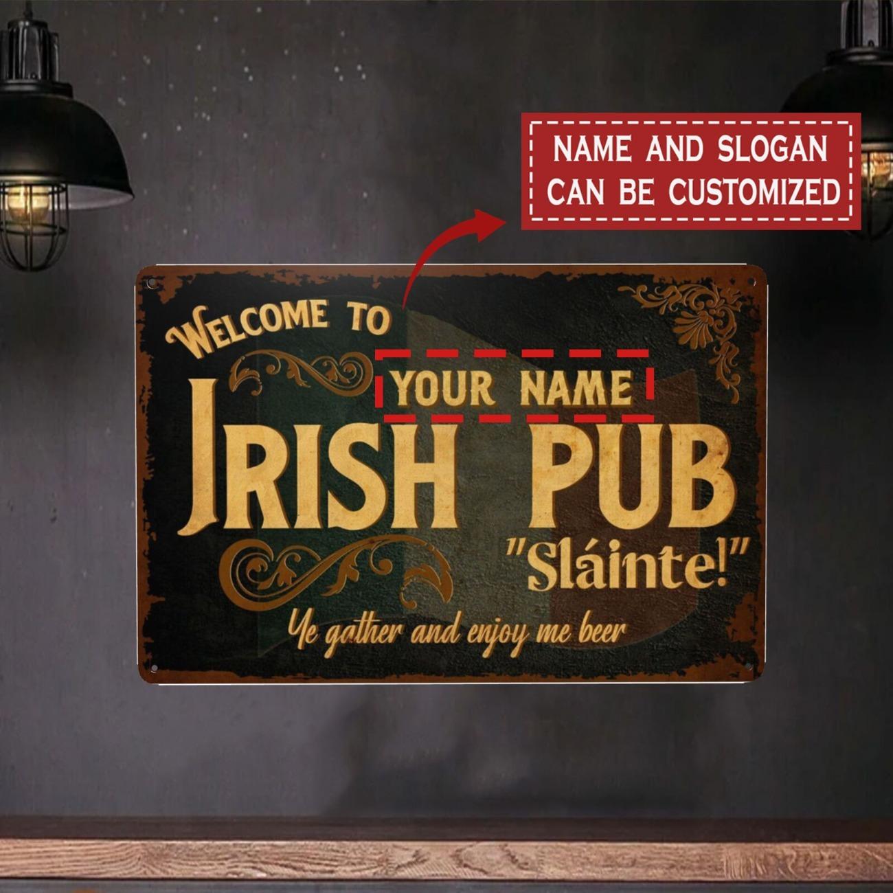 

Customizable Irish Pub Metal Sign Personalized Vintage Bar Home Wall Decor білий