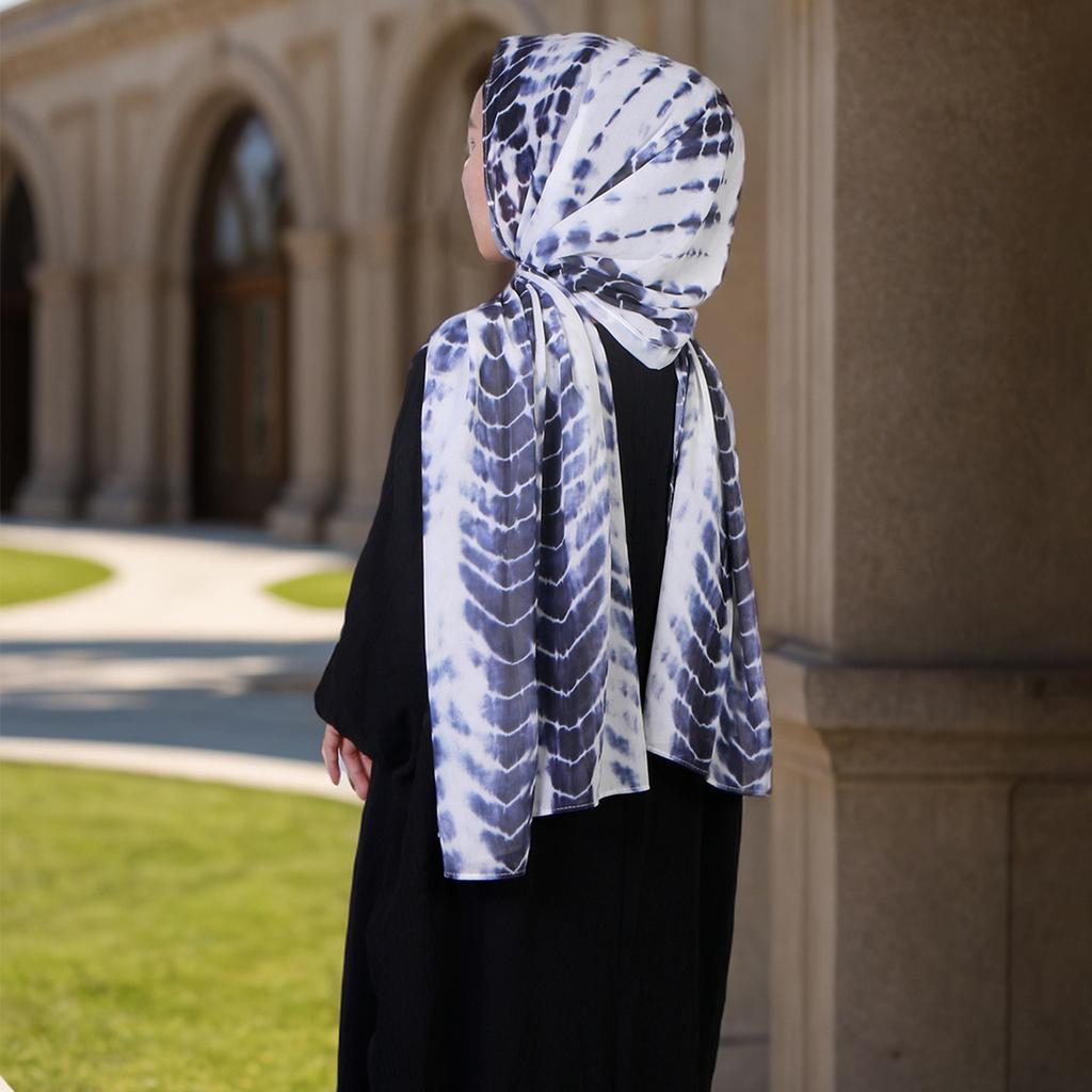 New Printed Chiffon Hijab Scarf For Women Muslim Headscarf Wraps Veils Islamic Turban Niqab Tie-dyed Headband Muslim Hijab Shawl