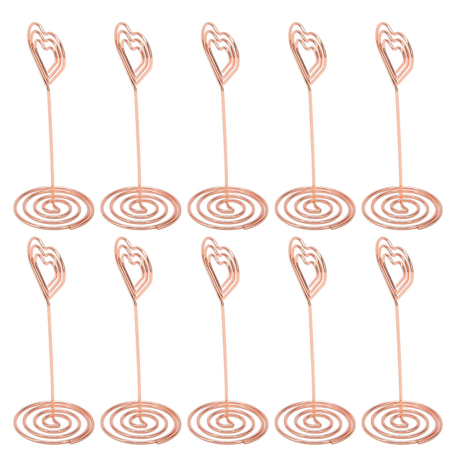 

10 шт., многослойные подставки для номеров столов в форме сердца, устойчивое основание, гальванизированный металлический держатель для карточек розового золота