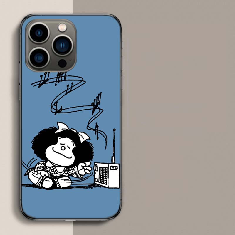 Mafalda Cartoon Phone Case For Apple Iphone 16E 16 17 Pro Max Air 15 Pro 14 Plus 12 13 Mini Cover Cute Fundas Silicone S