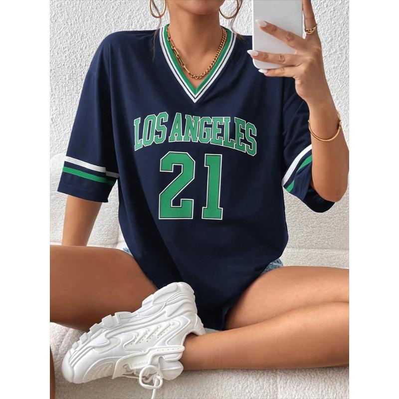 Los Angeles Numero Estate Oversize Spiaggia Surf T-shirt Harajuku Tendenza Manica Corta Streetwear Top