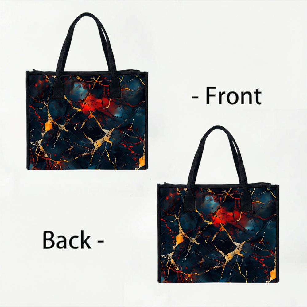 Stylish Marble Print Tote Bag Casual Large Capacity Shoulder Handbag for Daily Use