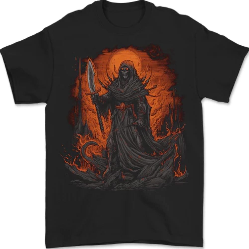 The Grim Reaper in the Depths of Hell Unisexs TShirt 100 Cotton S