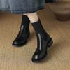 Krazing Pot Microfiber Autumn Winter Shoes Thick Med Heels Size 43 Chelsea Boots Back Knitwear Stretch Ankle Boots
