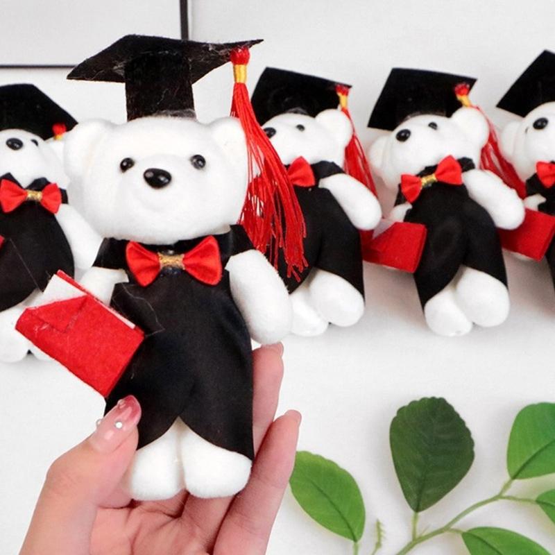10 Stück Abschluss Bärenpuppen Bachelor Plüschbär mit Hut und Talaren für Absolventen und Lehrer Abschluss Feier Geschenke