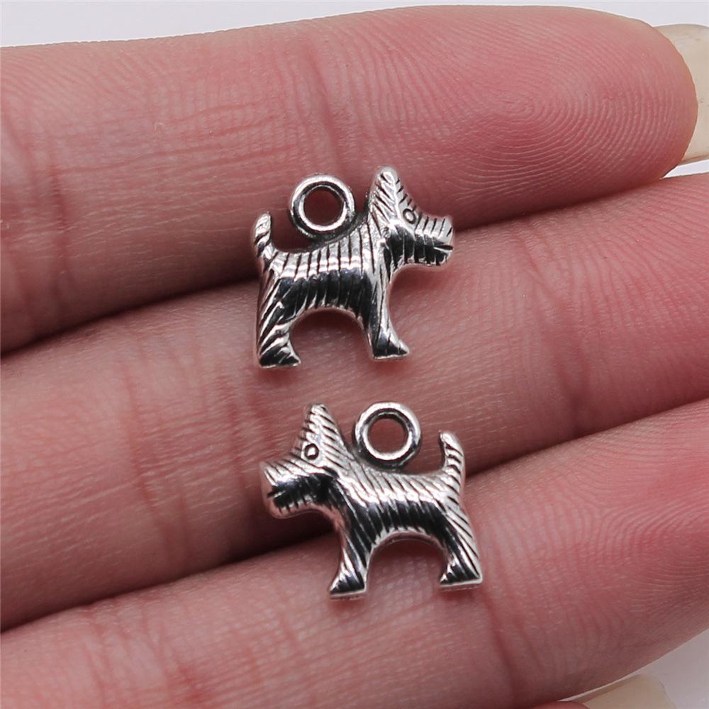 20pcs Puppy Dog Dachshund Bulldog Doghouse Charms Antique Silver Color Plated Pendants Jewelry Making DIY Handmade Craft