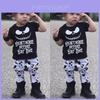 Adorabile Set T-shirt in Cotone a Strisce e Pantaloni Lunghi per Bambino/Bambina di Halloween