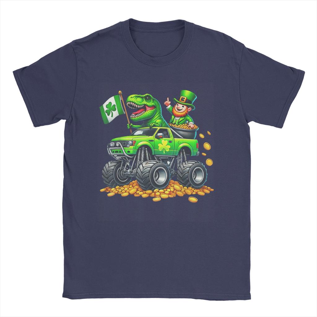 Dino St Patricks Day T Shirt Summer Novelty TShirts Unisex Cotton Comfortable Plus Size Top Tees ShortSleeve YK Retro Tshirt