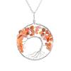 Natural Stone Irregular Tree Of Life Necklace Pendant Amethyst Wrapped Wisdom Tree Necklace Colorful Gravel N02