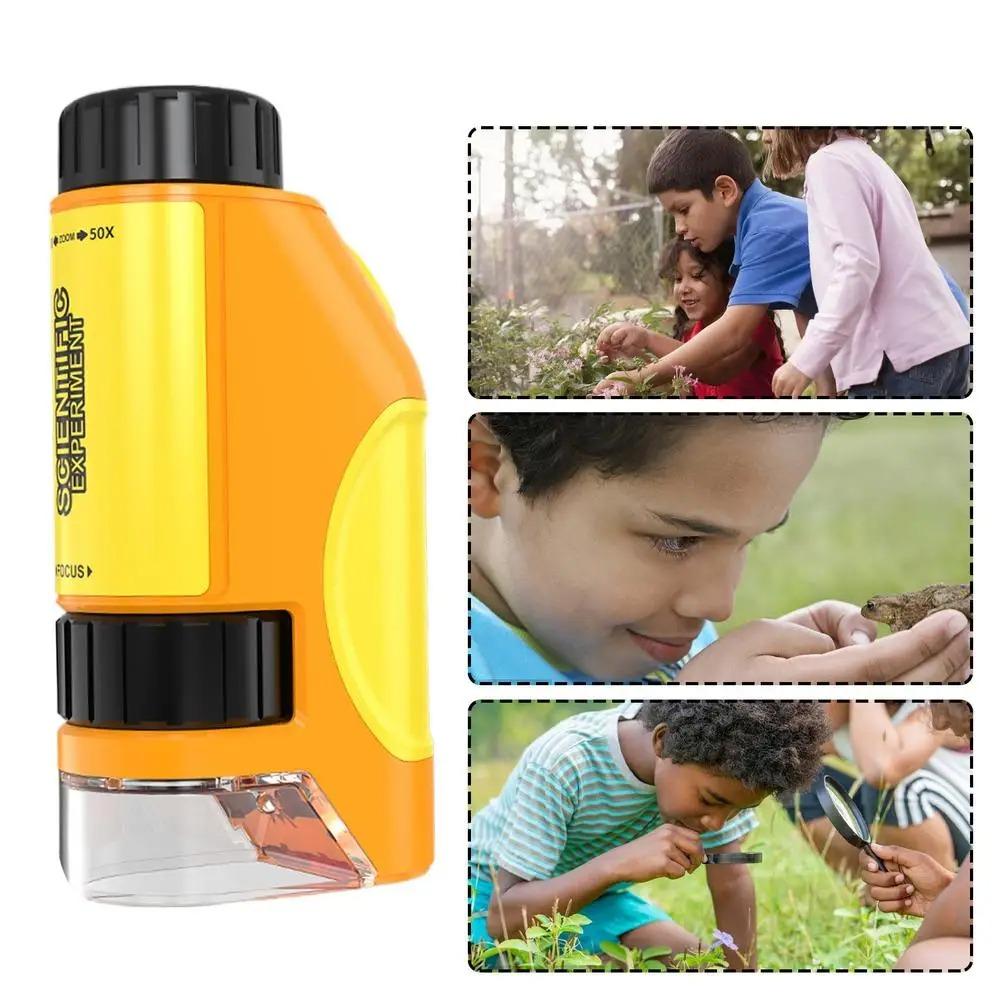 LED Light Source Kids Microscope Handheld Educational Microscope Science Experiments