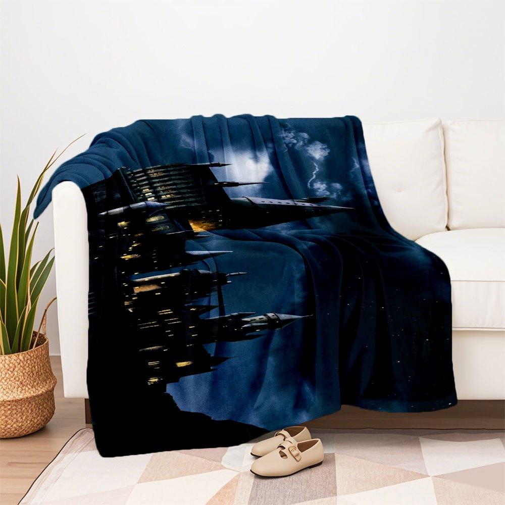 Fantasy Castle Night Sky Background Phone WallpaperBlanket Flannel Throw Blanket for Sofa, Bed, Travel, Camping, Office, Couch, Chair