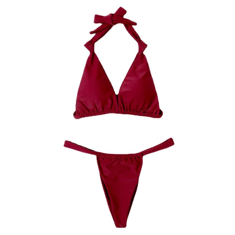 1011 Solid Color Three-Point Sexy Bikini Hot Sale Split Swimsuit Swimsuit