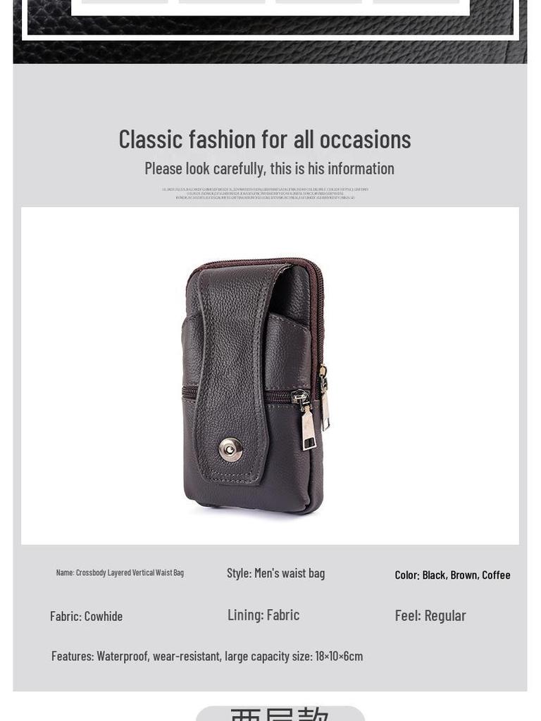 Herren Echtleder Umhänge-Bauchtasche & Münzbörse für den Außenbereich