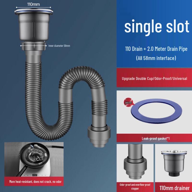 Anti-Odor Single Sink Drain Pipe Kit