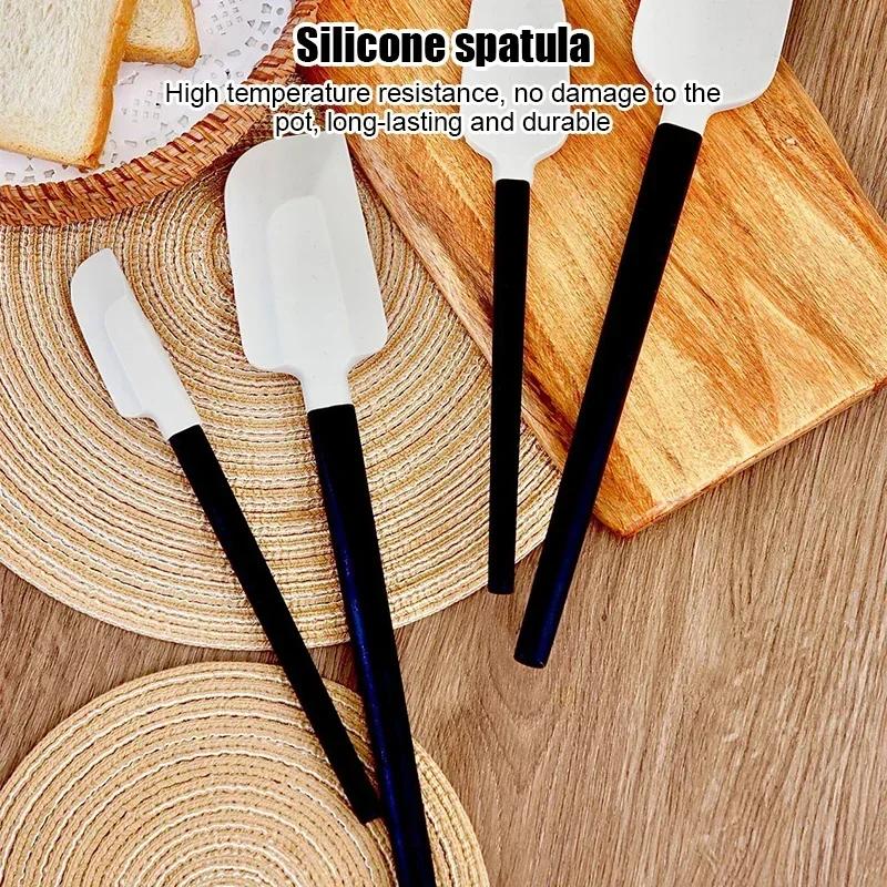 4Pack Scraper Spatula Set Food Grade Silicone Baking Spatulas Heat Resistant Kitchen Cooking Utensils Wood Handle