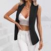 Women's V Neck Sleeveless A-Line Loose Fit Solid Color Single Button Vest Jacket