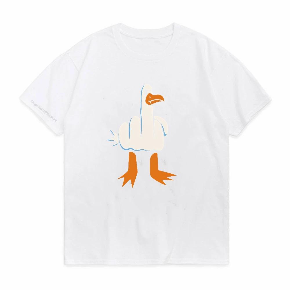 Funny Rude Seagull Design Regular Fit Cotton Tshirt Unisex Unisex Cartoon Print Graphic T Shirts Summer Breathable Short Sleeve Tees S