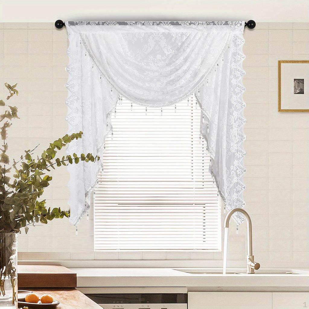 Waterfall Window Valance , Home Decoration, Breathable Soft Swag Vintage Design for Bedroom