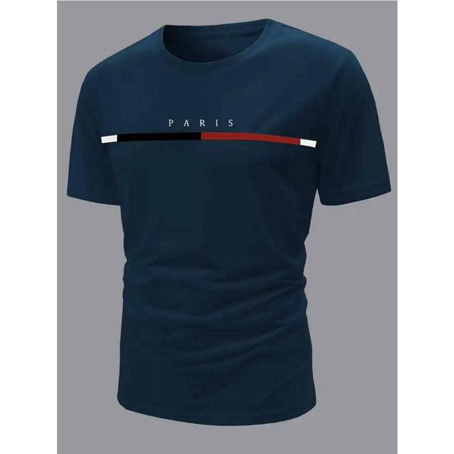 Men Stripe Character Print 3d T Shirt Short Sleeve O-Neck TShirt Vintage Polyester Breathable Sport Casual Large Size T-Shirts Men’s