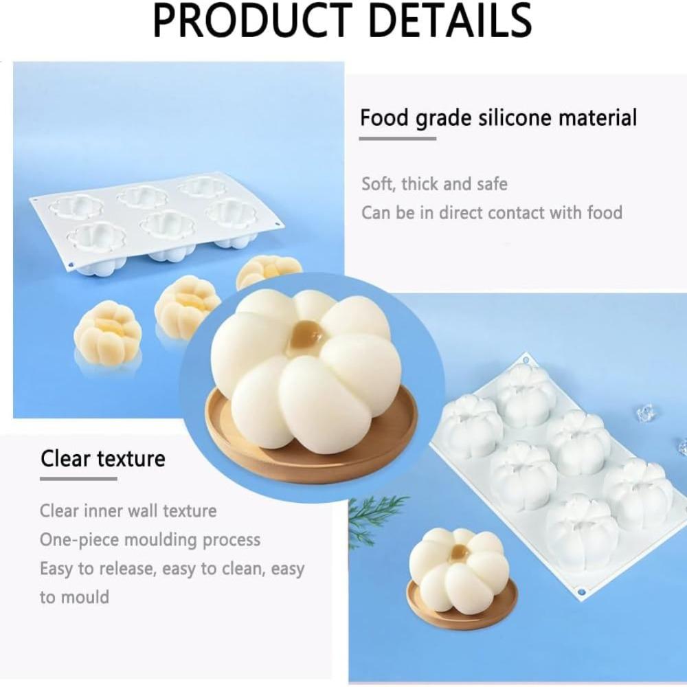 6 Cavity Mangosteen Silicone Molds Heat-Resistant Dessert Mold Mousse Cake Mold Kitchen Bakeware