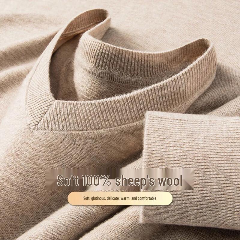 JOW Men's 100% Wool V-Neck Sweater