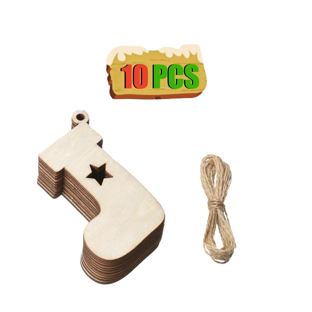 10-50Pcs Wooden Christmas Ornaments Unfinished Wood Slices with Holes Wooden Blanks Pendants for Kid DIY Craft Christmas Tree De