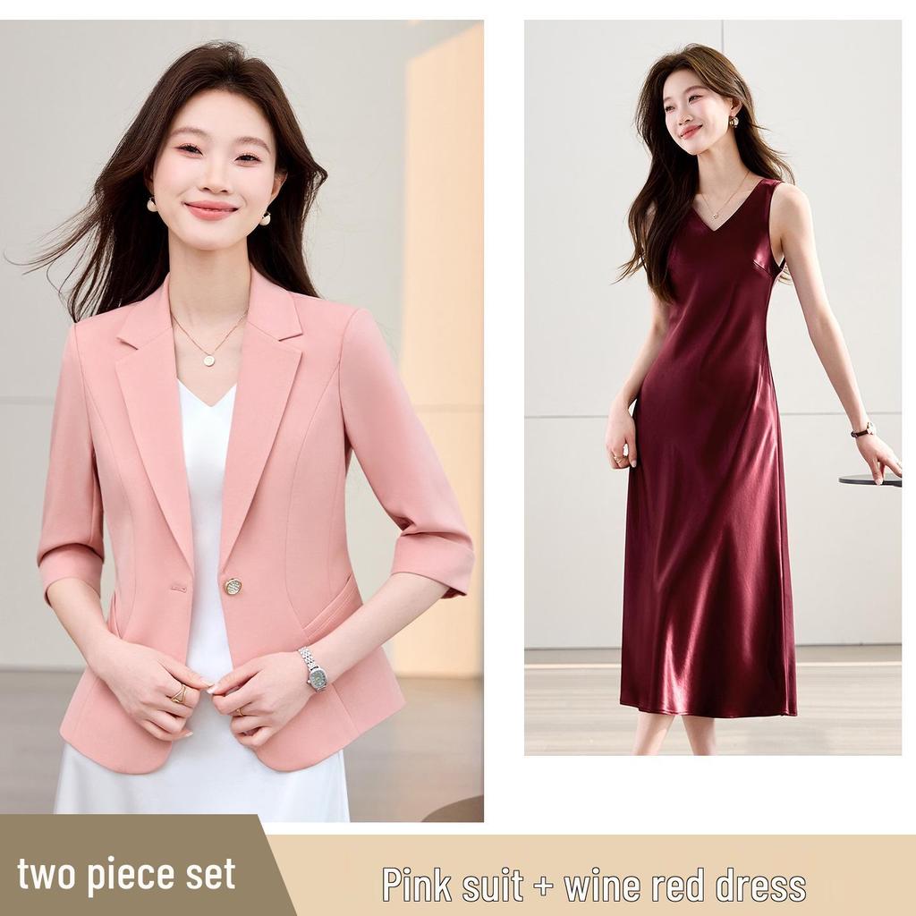 Women's 2026 Spring Fashion Suit: Versatile Casual Jacket & Dress Set for Work