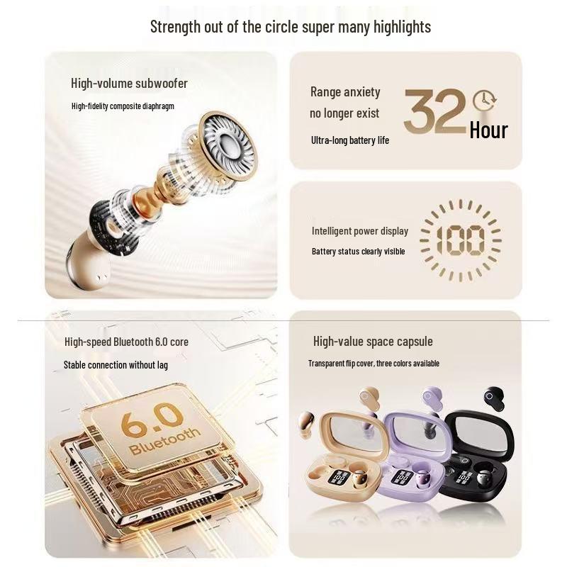 Y650 Wireless Bluetooth Earphones - High-Quality Sound, Noise Cancelling, Long Battery Life, Mini Sports Design