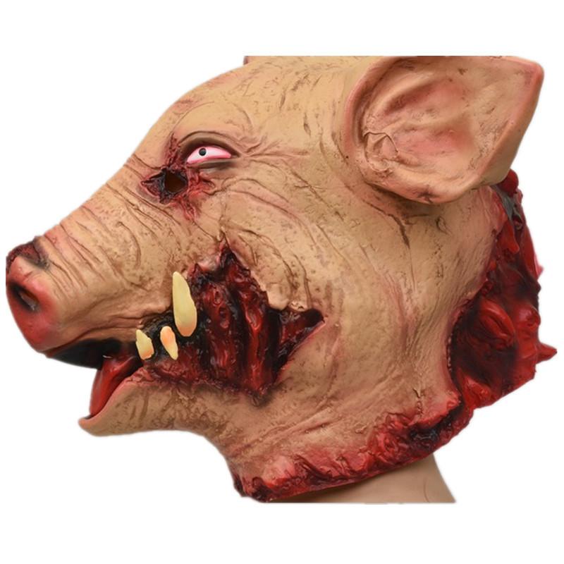 Funny Wild Boar Head Mask For Halloween Party Unique Latex Animal Costume Accessory