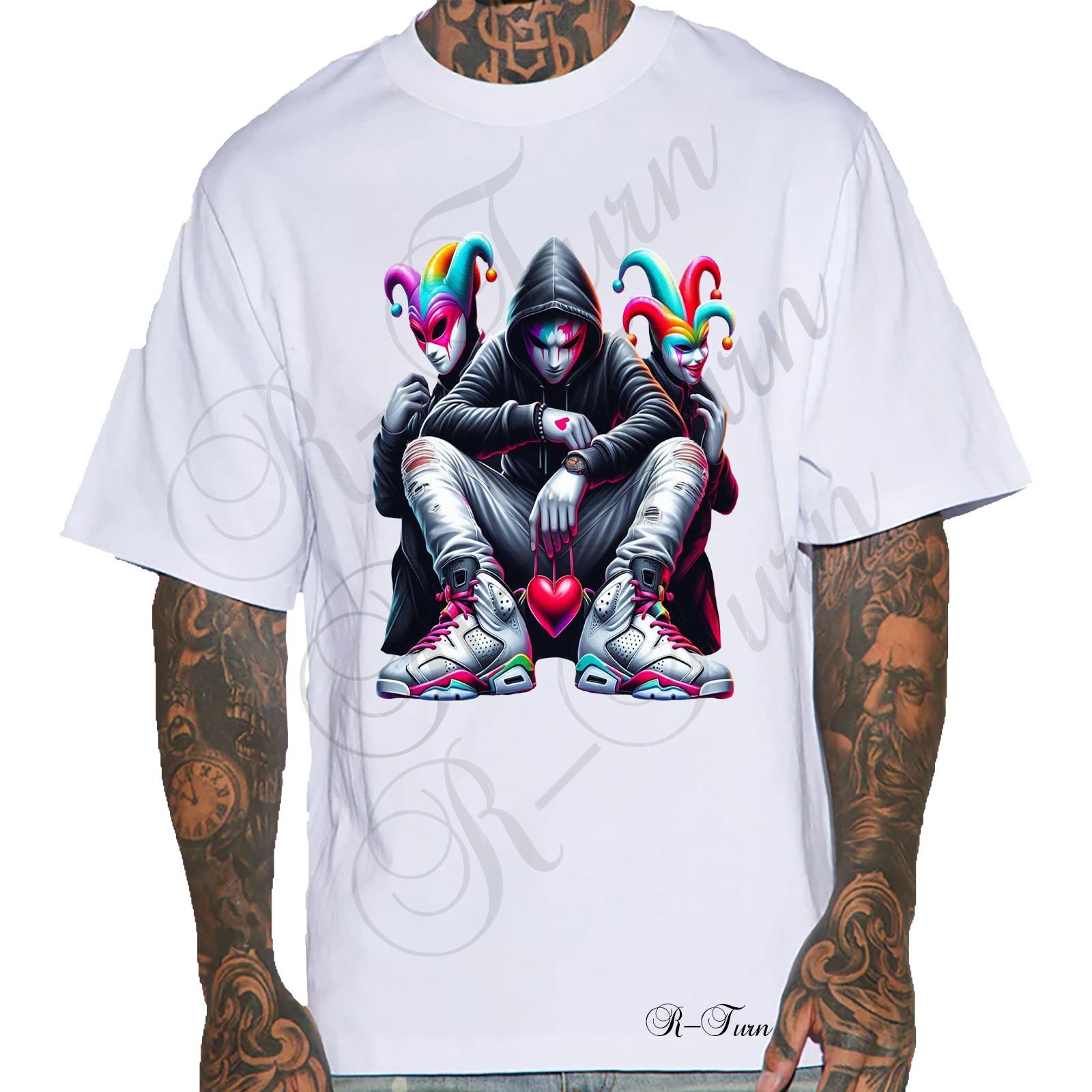Three Joker Graphic Urban Streetwear Funny T-Shirt S