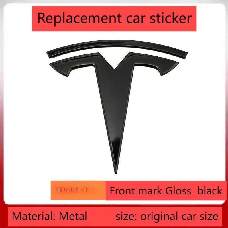 ALL1 metal For Tesla- Car Front Emblem Rear Trunk Emblem Suitable for Model 3 Mode Y logo replacement rear and rear logos blackening