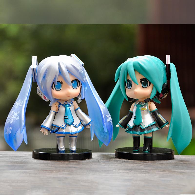 Anime New Hatsune Miku Figure Mini Character Ornaments Kawai Pink Green Hatsune Home desk Decoration Adult Toy kid Birthday Gift