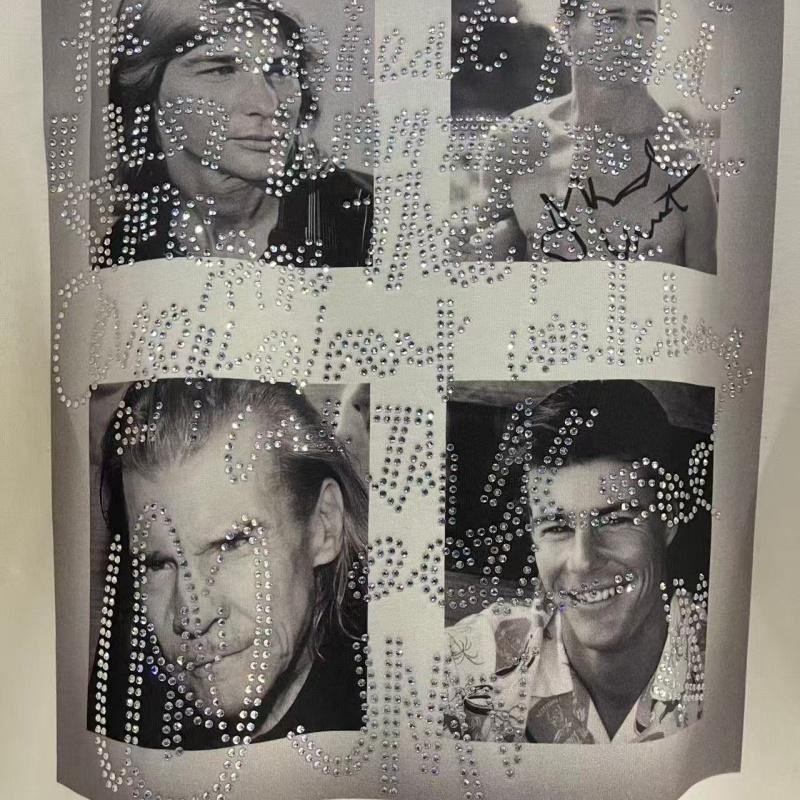 Men Y2K Rhinestone Short Sleeve T-Shirt Oversized Ripped Vintage Photo Street Tee