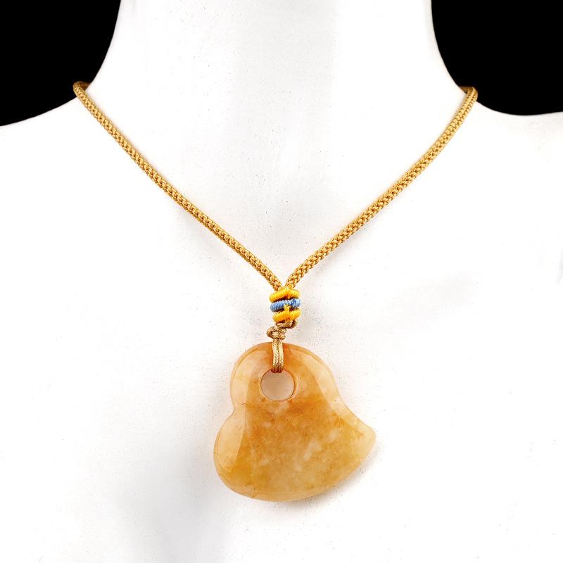 

1pc Natural Stone Heart Shape Pendant Adjustable Rope Necklace Green Aventurine Topaz Amethyst Jewelry Gifts