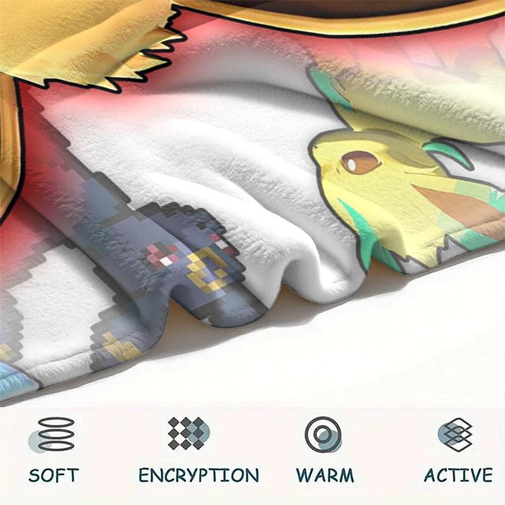 Eevee Muster Flanelldecke, Hohe Qualität, Bequem für Alle Jahreszeiten, Heimdekoration, Wärme und Komfort, Perfekt für Geschenke.