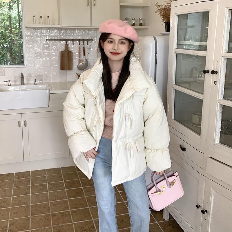 Korean Loose Cotton Bread Coat  for Women Horn Button Warm Clothes