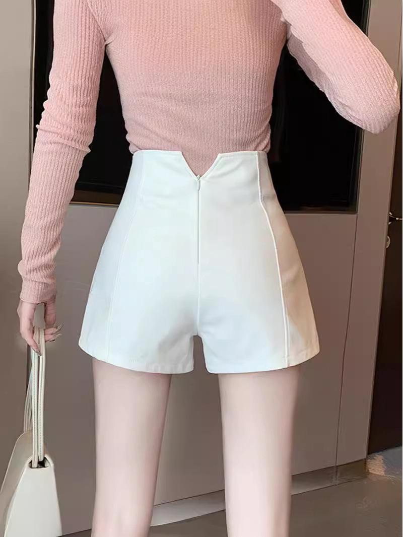 

Летние женские черные шорты-костюм с высокой талией и утягивающими леггинсами Medium белый