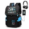 Anime Cartoon Print USB Charging Flap Top Teenage Student Backpack Casual Bookbag for Boys Girls