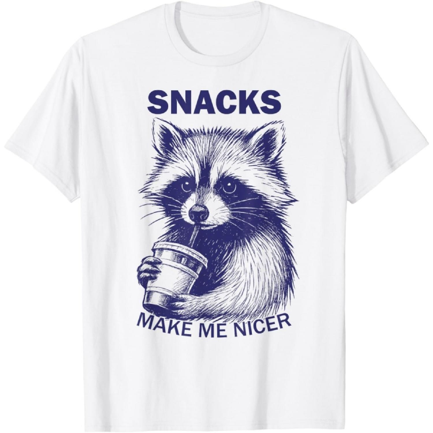 Snacks Make Me Nicer Raccoon Animal Sarcastic Saying Raccoon T-Shirt(1) S