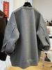 Damen Chic Samt Patchwork Zweiteiliger Look Sweatshirt: Gemütliches, Entspanntes Herbst-/Winter-Oberteil mit Rundhalsausschnitt