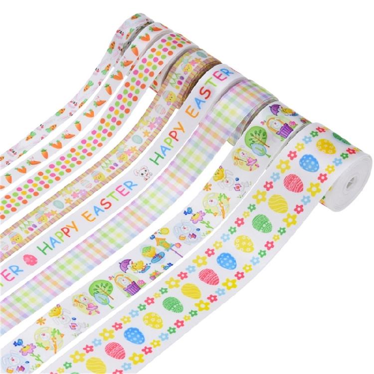 Colorful Easter Ribbon Elegant Fabric Ribbon for Wrapping and DIY Cfafts