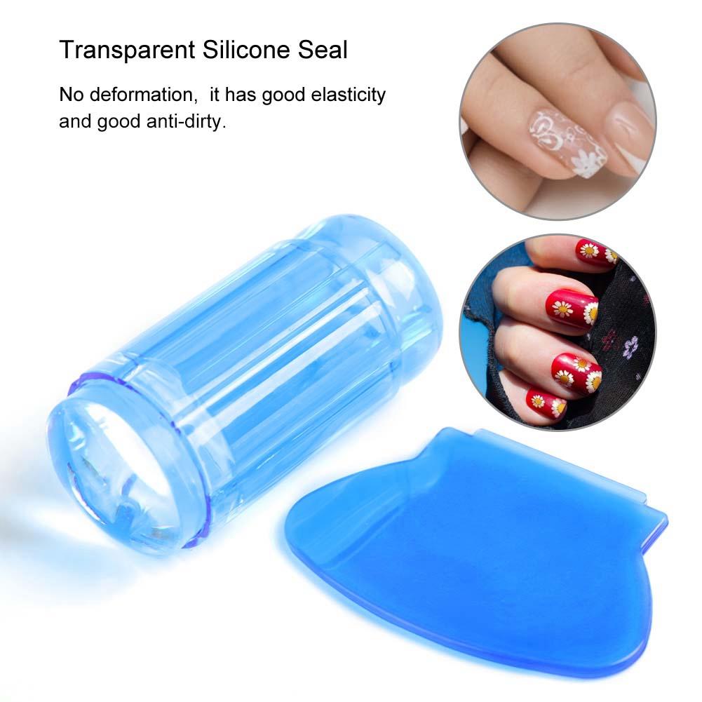 Transparent Silicone Nail Polish Head Stamper Scraper Nail Art Tool (Transparent White)