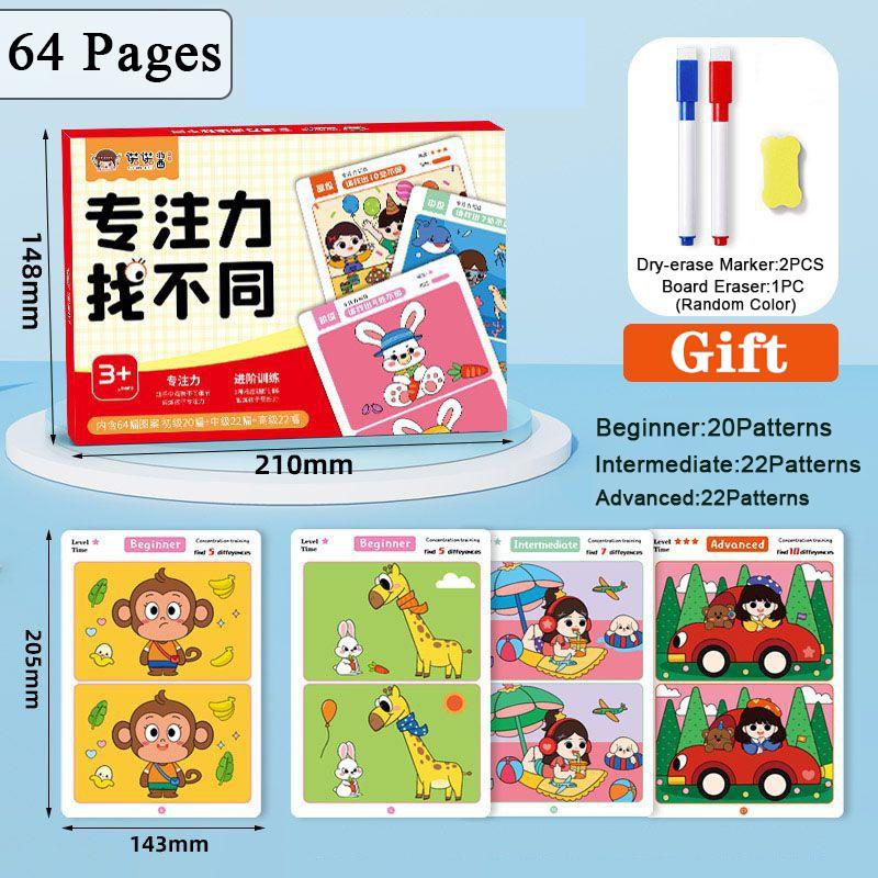 

Fun Concentration Training Game for Kid Find The Differences in The Pictures That Can Be Erased Puzzle Board Game Card