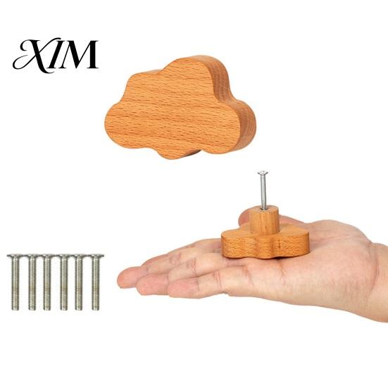 Nordische Stijl Kastknoppen Wolkvormige Houten Knoppen voor Kasten & Lades, Houten Handgrepen Kleine Opbergruimte met Schroeven, Decoratieve Kinderkamer Kind