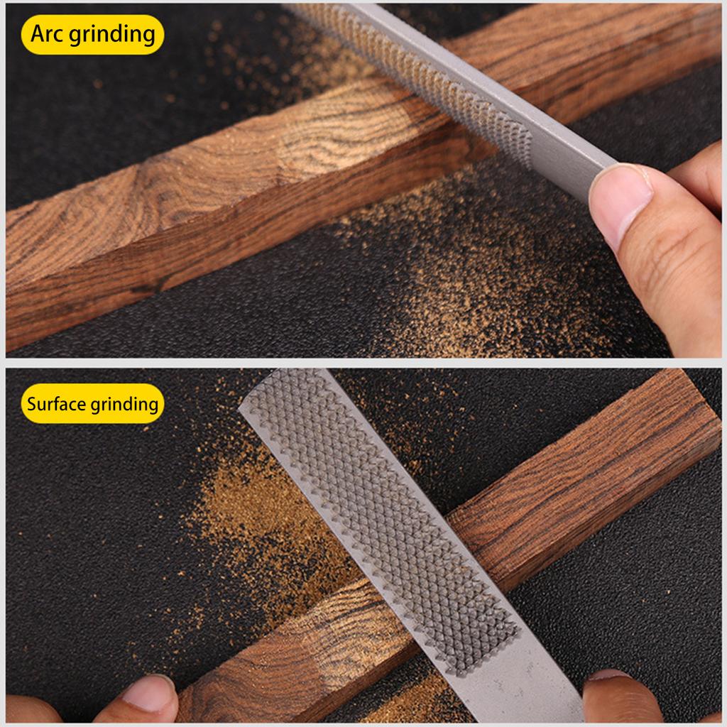 4-cestný dřevěný rašplový pilník 2 ks Ocelový ruční pilník Odolná dřevěná rašplová sada Půlkulatý Plochý a Jehlový pilník Snadno použitelný pro kov Dřevo