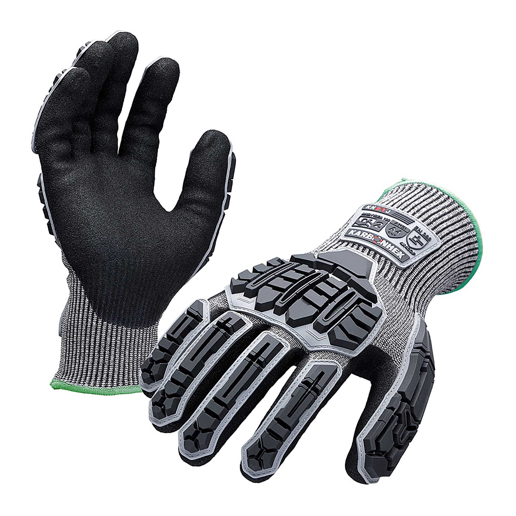 

Midori Anzen KARBONHEX Work KX91J 1 Pair Cut-Resistant Gloves, Impact-Resistant, Thin, L, серый