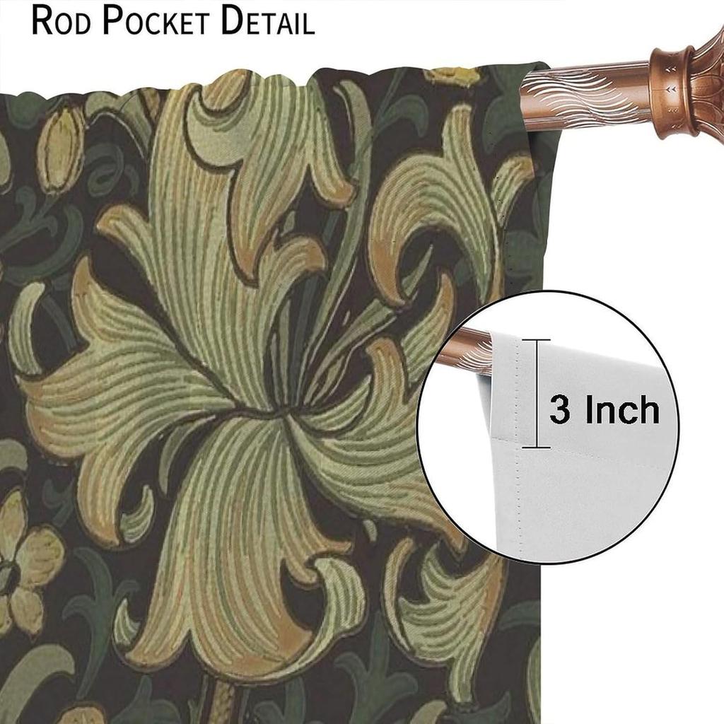 Rustikální Vintage Květinové Okenní Závěsy Styl William Morris Umění Květinové Rostliny Divoké Květy Závěsy Obývací Pokoj Závěs S Blokováním Světla Polyester