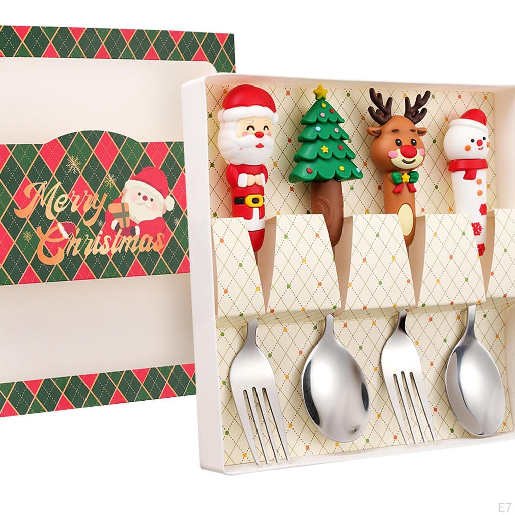 4 Piece Christmas Set, Tableware, Decoration, Cutlery, Teaspoon,