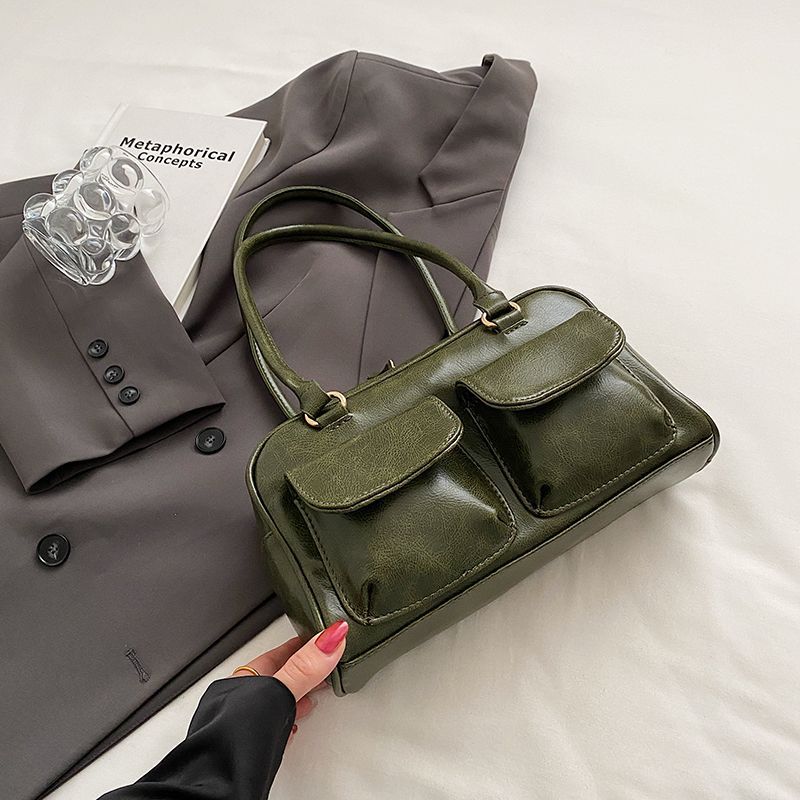 

Maillard retro commuter bag women s new trendy Korean tote bag niche large-capacity portable underarm bag зелений